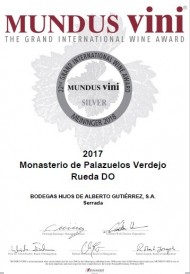 MONASTERIO DE PALAZUELOS Verdejo 100% 2017 DO Rueda Medalla de Plata del Gran Premio Internacional de Vinos MUNDUS VINI 2018