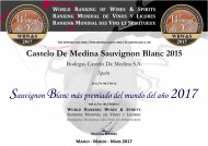 CASTELO DE MEDINA SAUVIGNON BLANC, ELEGIDO MEJOR SAUVIGNON BLANC DEL MUNDO DE 2017 Y MEJOR VINO BLANCO DE ESPAÑA DE 2017